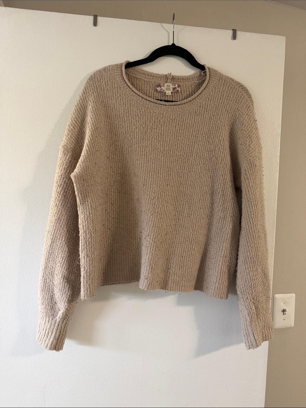 Pink Rose Crewneck Sweater in Taupe